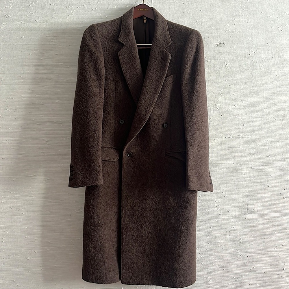 Vintage Italian Orig San Remo Wool Aplaca Brown Men’s Winter Jacket Size 38